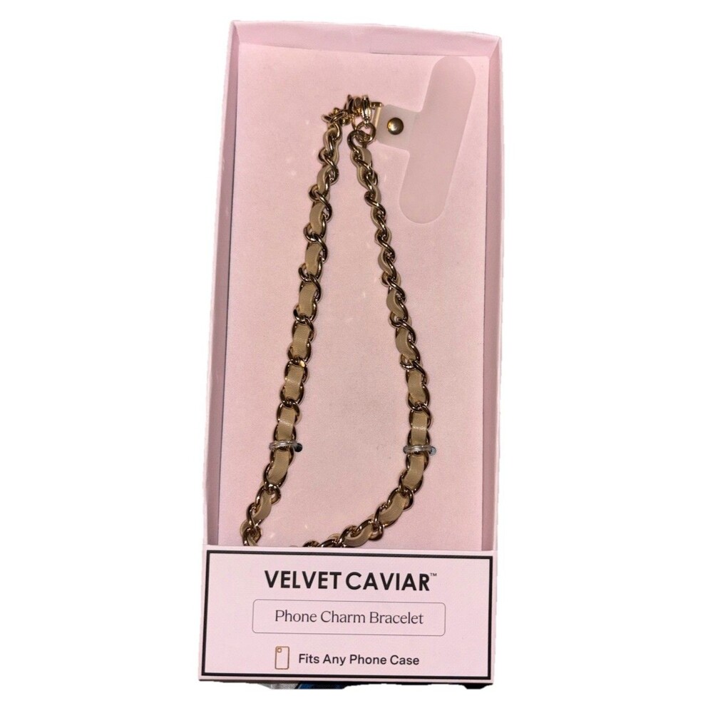Velvet Caviar Phone Charm Bracelet Strap Beige Gold Chain Universal